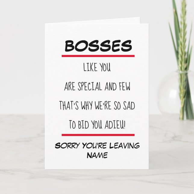 Boss Verse Sorry Leaving Retiring Card (Front)