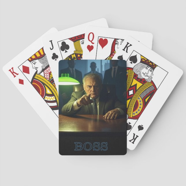 Boss w text Poker playing cards (Back)