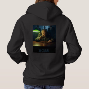 Boss w text women black hooded sweatshirt back