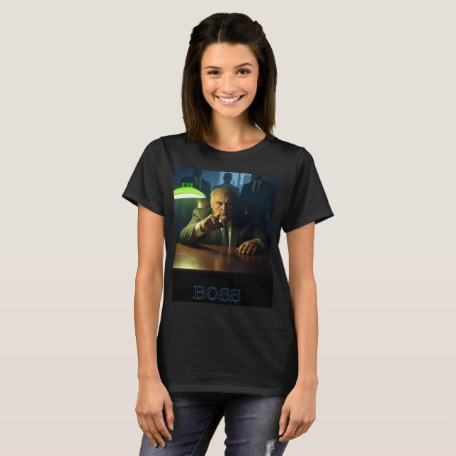 Boss w text women black T-shirt (Front Full)