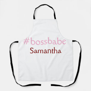 Bossbabe hashtag light pink add name girl boss  apron