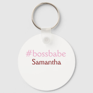 Bossbabe hashtag light pink add name girl boss  key ring