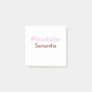 Bossbabe hashtag light pink add name girl boss  post-it notes