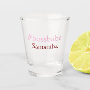 Bossbabe hashtag light pink add name girl boss shot glass