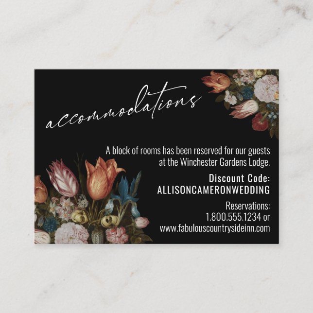 Bosschaert's "Flowers in a Glass" Accommodations Enclosure Card (Front)