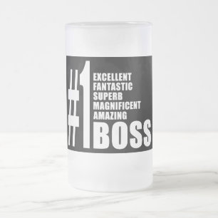 Bosses Birthdays Gifts : Number One Boss Frosted Glass Beer Mug