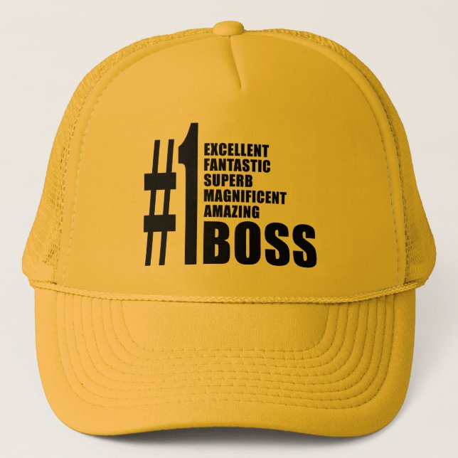 Bosses Birthdays Gifts : Number One Boss Trucker Hat (Front)