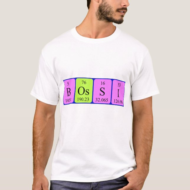 Bossi periodic table name men's shirt (Front)