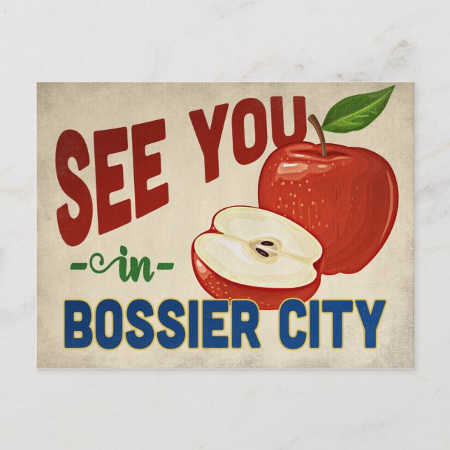 Bossier City Louisiana Apple - Vintage Travel Postcard (Front)