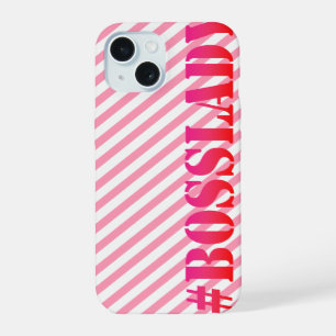 Bosslady - Fun Pink Striped Girl Power Quote iPhone 15 Case