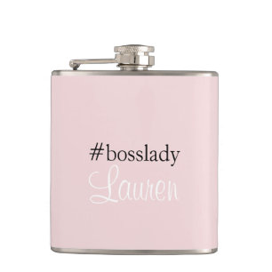 #Bosslady Pink Calligraphy Custom Name Hip Flask