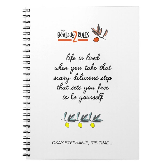 BossLady Rule 2 Entrepreneur Motivational Saying Notebook (Front)