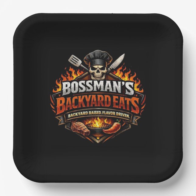 Bossman's Backyard Eats Paper Plate (Front)