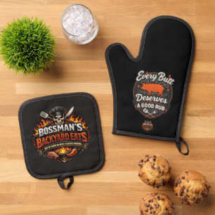 Bossman's Every Butt Deserves a Good Butt Rub Oven Mitt & Pot Holder Set