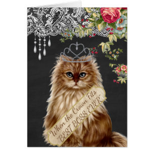 Boss's Day Card Diva Cat Crown