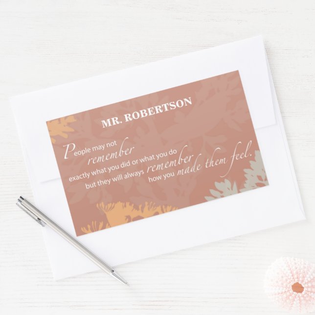 Boss's Day Wild Flower Silhouettes on Brown Rectangular Sticker (Envelope)
