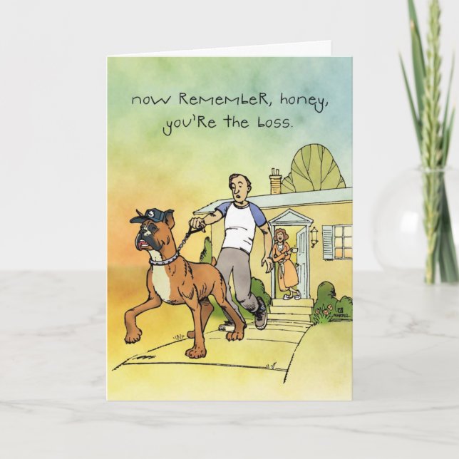 Bossy Boxer - Funny Anniversary Card (Front)