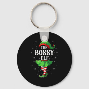 Bossy Elf Christmas Girls Women Elf Squad Xmas Fam Key Ring