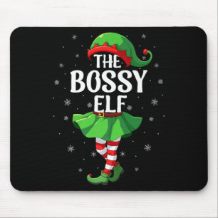 Bossy Elf Christmas Girls Women Elf Squad Xmas Fam Mouse Mat