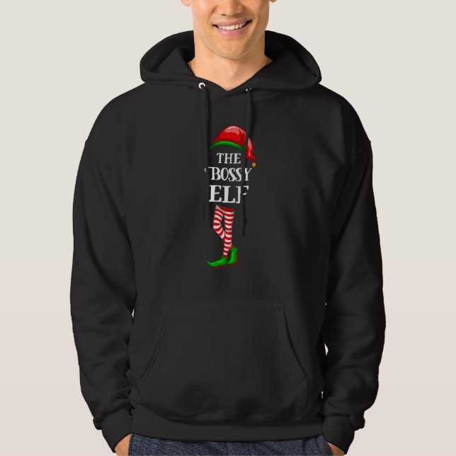 Bossy Elf Matching Family Group Christmas Hoodie (Front)