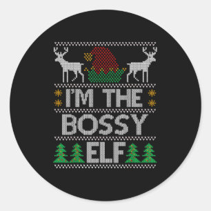 Bossy Elf Matching Family Group Christmas Party Pa Classic Round Sticker