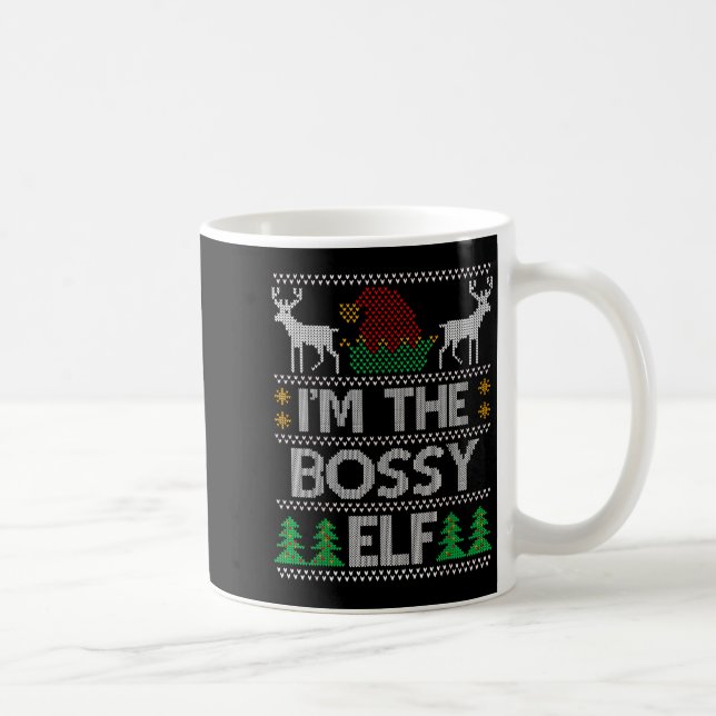 Bossy Elf Matching Family Group Christmas Party Pa Coffee Mug (Right)