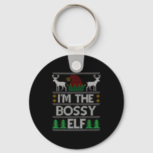 Bossy Elf Matching Family Group Christmas Party Pa Key Ring