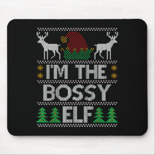 Bossy Elf Matching Family Group Christmas Party Pa Mouse Mat