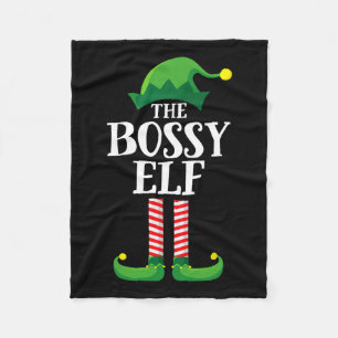 Bossy Elf Matching Family Group Christmas Party Py Fleece Blanket