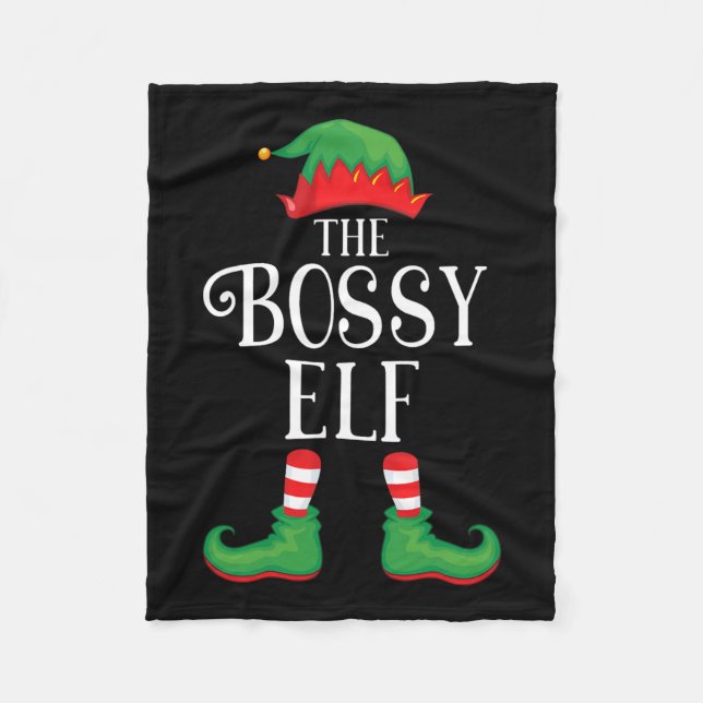 Bossy Elf Matching Group Xmas Funny Family Christm Fleece Blanket (Front)