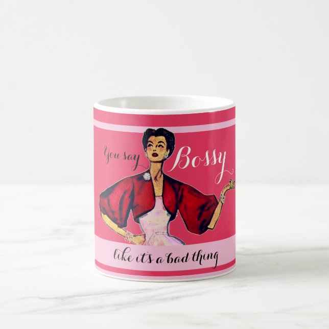 Bossy Gal Retro Pink Coffee Mug (Center)