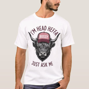 Bossy Highland Cow Head Heffa Vintage T-Shirt_1 T-Shirt