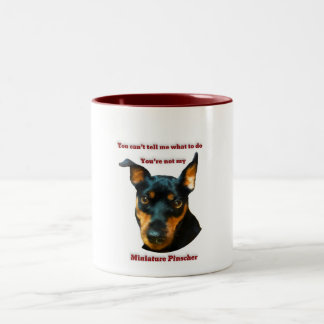 Bossy Miniature Pinscher Two-Tone Coffee Mug