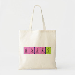 Bossy periodic table name tote bag