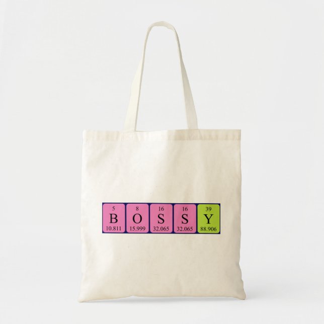 Bossy periodic table name tote bag (Front)
