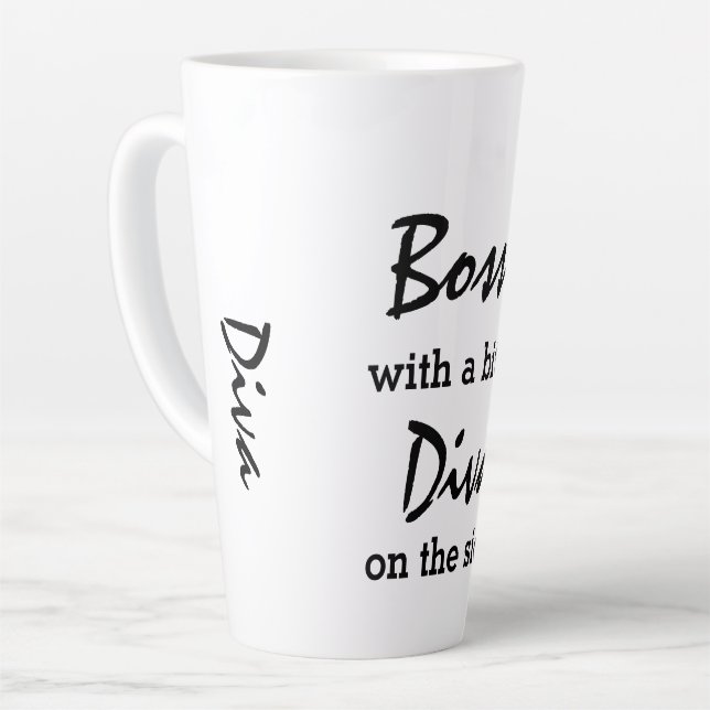 Bossy With A Bit Of Diva Modern Trendy  Latte Mug (Left Angle)