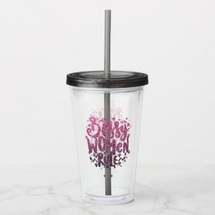 BOSSY WOMEN RULE CUSTOM  GLITTER TYPOGRAPHY ACRYLIC TUMBLER