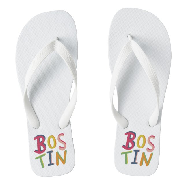 Bostin Black Country Word Flip Flop Beach Footwear (Footbed)