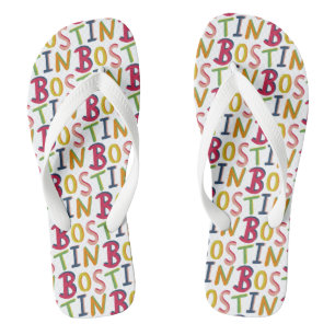 Bostin Black Country Word Flip Flop Beach Footwear