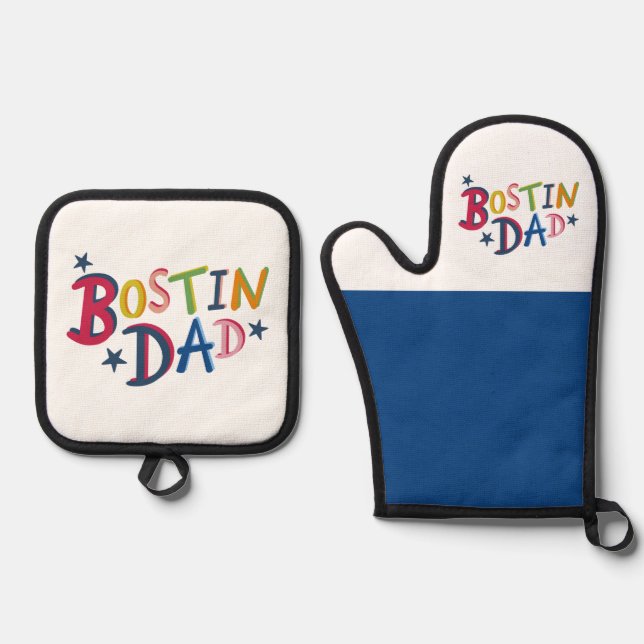 Bostin Dad Black Country  Oven Mitt & Pot Holder Set (Front)