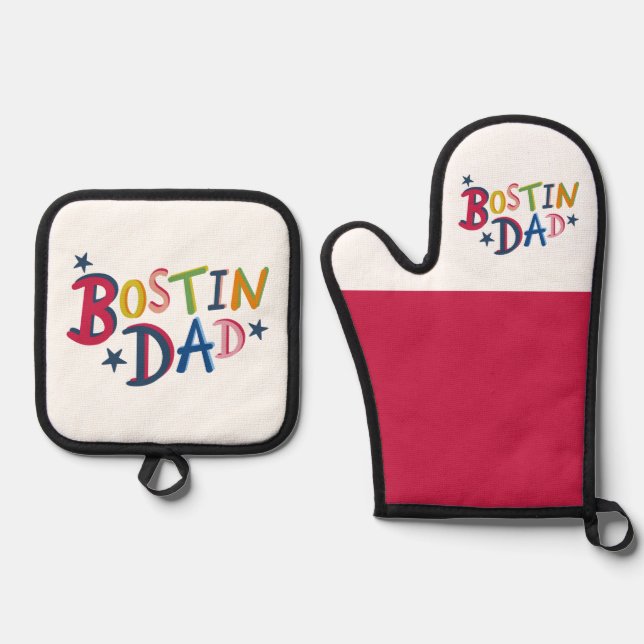 Bostin Dad Black Country  Oven Mitt & Pot Holder Set (Front)