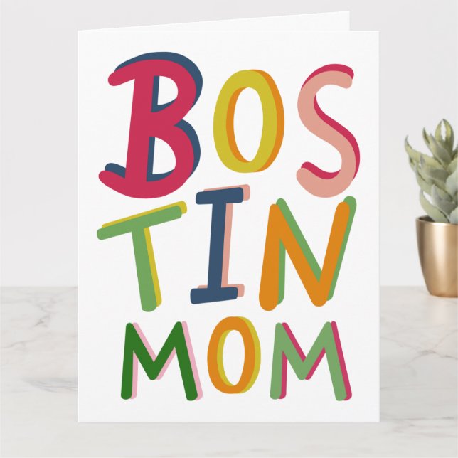 Bostin Mom Black Country Birthday or Mother's Day  Card (Small Plant)