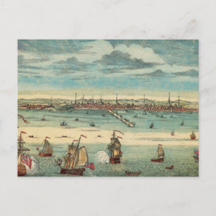 Boston 1800s Beach Sailboat Scene Postcard