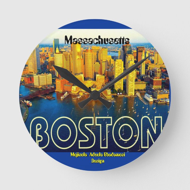 boston 2, Massachusetts - Customised Round Clock (Front)