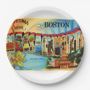 Boston #2 Massachusetts MA Vintage Travel Souvenir Paper Plate