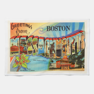 Boston #2 Massachusetts MA Vintage Travel Souvenir Tea Towel