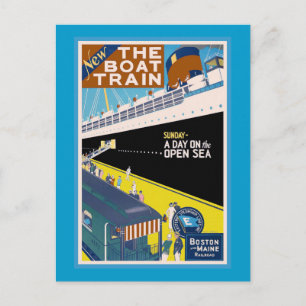 "Boston and Maine" Vintage Travel Poster Postcard