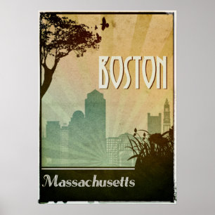 Boston Art Deco Design City Poster artwork