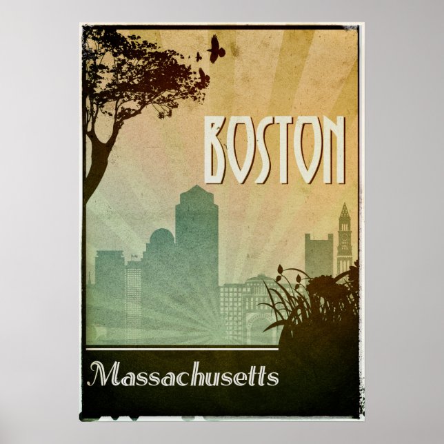 Boston Art Deco Design City Poster artwork (Front)