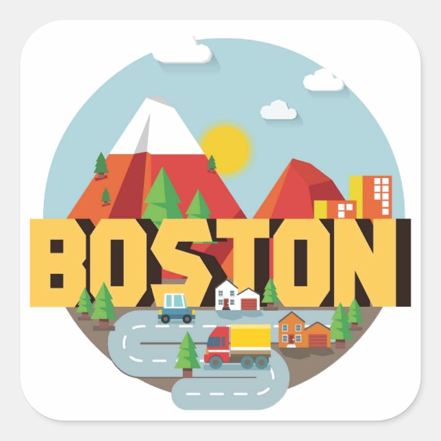 Boston As A Destination Square Sticker (Front)